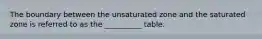 The boundary between the unsaturated zone and the saturated zone is referred to as the __________ table.