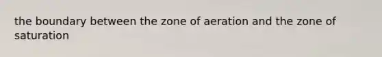 the boundary between the zone of aeration and the zone of saturation