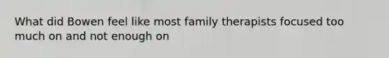 What did Bowen feel like most family therapists focused too much on and not enough on