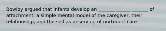 Bowlby argued that infants develop an _______ ______ _______ of attachment, a simple mental model of the caregiver, their relationship, and the self as deserving of nurturant care.