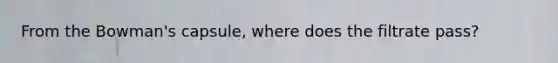 From the Bowman's capsule, where does the filtrate pass?