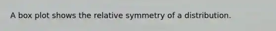 A box plot shows the relative symmetry of a distribution.