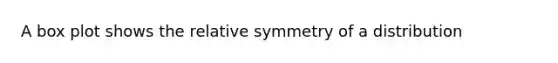 A box plot shows the relative symmetry of a distribution