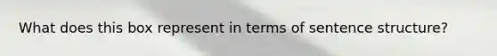 What does this box represent in terms of sentence structure?