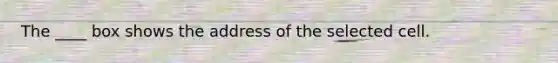 The ____ box shows the address of the selected cell.