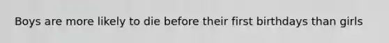 Boys are more likely to die before their first birthdays than girls