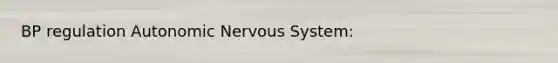 BP regulation Autonomic Nervous System: