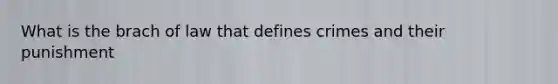 What is the brach of law that defines crimes and their punishment