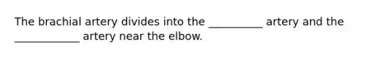 The brachial artery divides into the __________ artery and the ____________ artery near the elbow.