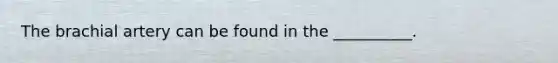 The brachial artery can be found in the __________.