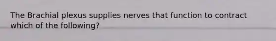 The Brachial plexus supplies nerves that function to contract which of the following?