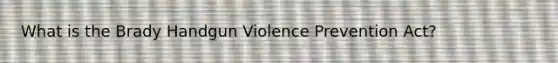 What is the Brady Handgun Violence Prevention Act?