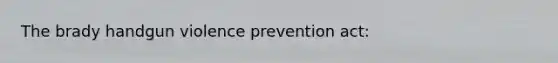 The brady handgun violence prevention act: