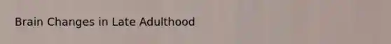 Brain Changes in Late Adulthood