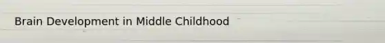 Brain Development in Middle Childhood