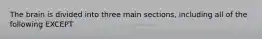 The brain is divided into three main sections, including all of the following EXCEPT