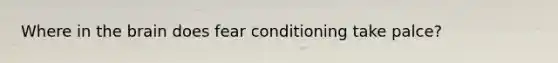 Where in <a href='https://www.questionai.com/knowledge/kLMtJeqKp6-the-brain' class='anchor-knowledge'>the brain</a> does fear conditioning take palce?