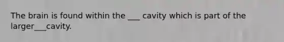 The brain is found within the ___ cavity which is part of the larger___cavity.