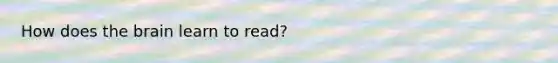 How does the brain learn to read?