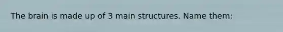 The brain is made up of 3 main structures. Name them: