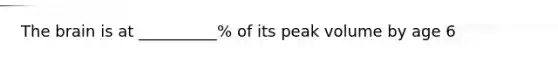 The brain is at __________% of its peak volume by age 6