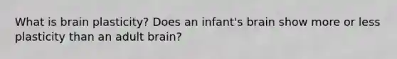 What is brain plasticity? Does an infant's brain show more or less plasticity than an adult brain?