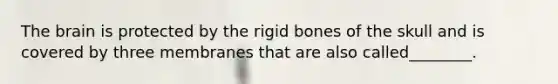 The brain is protected by the rigid bones of the skull and is covered by three membranes that are also called________.