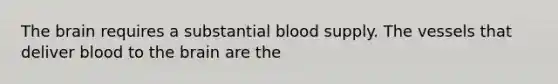 The brain requires a substantial blood supply. The vessels that deliver blood to the brain are the