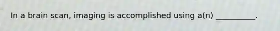 In a brain scan, imaging is accomplished using a(n) __________.