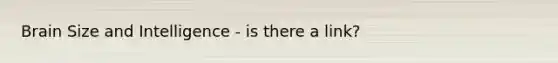 Brain Size and Intelligence - is there a link?