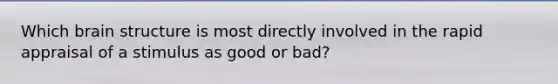 Which brain structure is most directly involved in the rapid appraisal of a stimulus as good or bad?