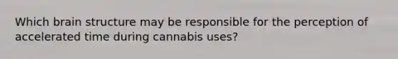 Which brain structure may be responsible for the perception of accelerated time during cannabis uses?