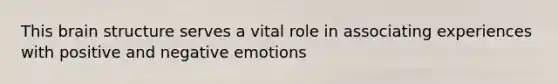 This brain structure serves a vital role in associating experiences with positive and negative emotions