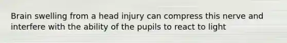 Brain swelling from a head injury can compress this nerve and interfere with the ability of the pupils to react to light