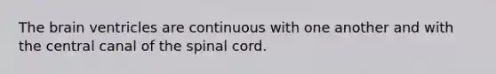 The brain ventricles are continuous with one another and with the central canal of the spinal cord.