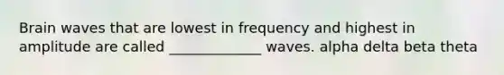 Brain waves that are lowest in frequency and highest in amplitude are called _____________ waves. alpha delta beta theta