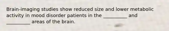 Brain-imaging studies show reduced size and lower metabolic activity in mood disorder patients in the __________ and __________ areas of the brain.