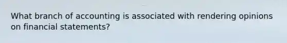 What branch of accounting is associated with rendering opinions on financial statements?