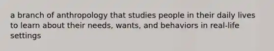 a branch of anthropology that studies people in their daily lives to learn about their needs, wants, and behaviors in real-life settings