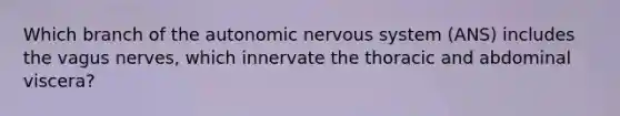 Which branch of the autonomic nervous system (ANS) includes the vagus nerves, which innervate the thoracic and abdominal viscera?