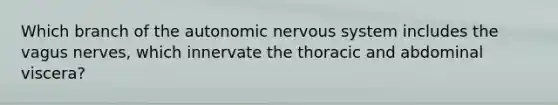 Which branch of the autonomic nervous system includes the vagus nerves, which innervate the thoracic and abdominal viscera?