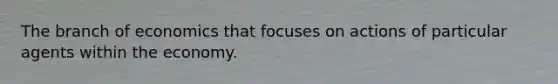 The branch of economics that focuses on actions of particular agents within the economy.