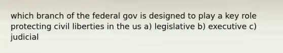 which branch of the federal gov is designed to play a key role protecting civil liberties in the us a) legislative b) executive c) judicial