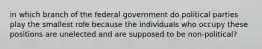 in which branch of the federal government do political parties play the smallest role because the individuals who occupy these positions are unelected and are supposed to be non-political?