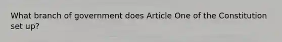 What branch of government does Article One of the Constitution set up?