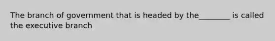 The branch of government that is headed by the________ is called the executive branch