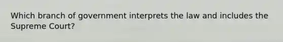 Which branch of government interprets the law and includes the Supreme Court?