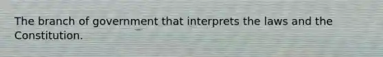 The branch of government that interprets the laws and the Constitution.