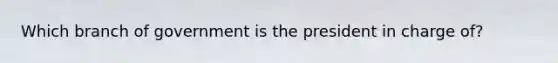 Which branch of government is the president in charge of?