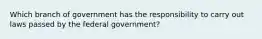 Which branch of government has the responsibility to carry out laws passed by the federal government?